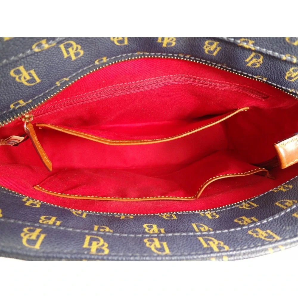 Dooney & Bourke Gretta Small Leisure Shopper‎ Tote Navy Monogram Leather Trim